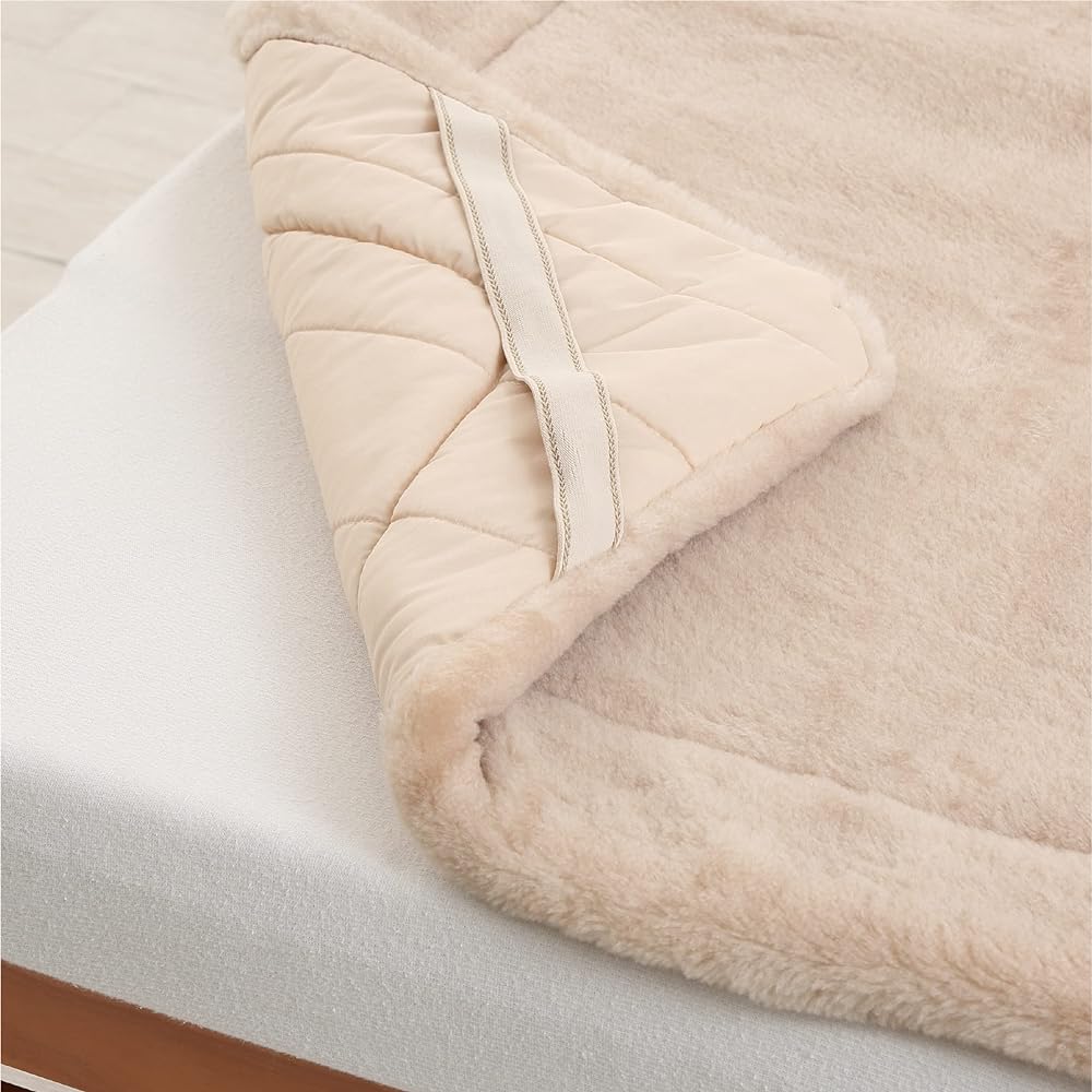 nishikawa [Nishikawa] Wool Bed Pad, Single, Washable, Wool, Warm, Long Pile, Doesn't Slip, Comes with Rubber on Four Corners, Itelier, Made in Japan, Beige, CM02202010