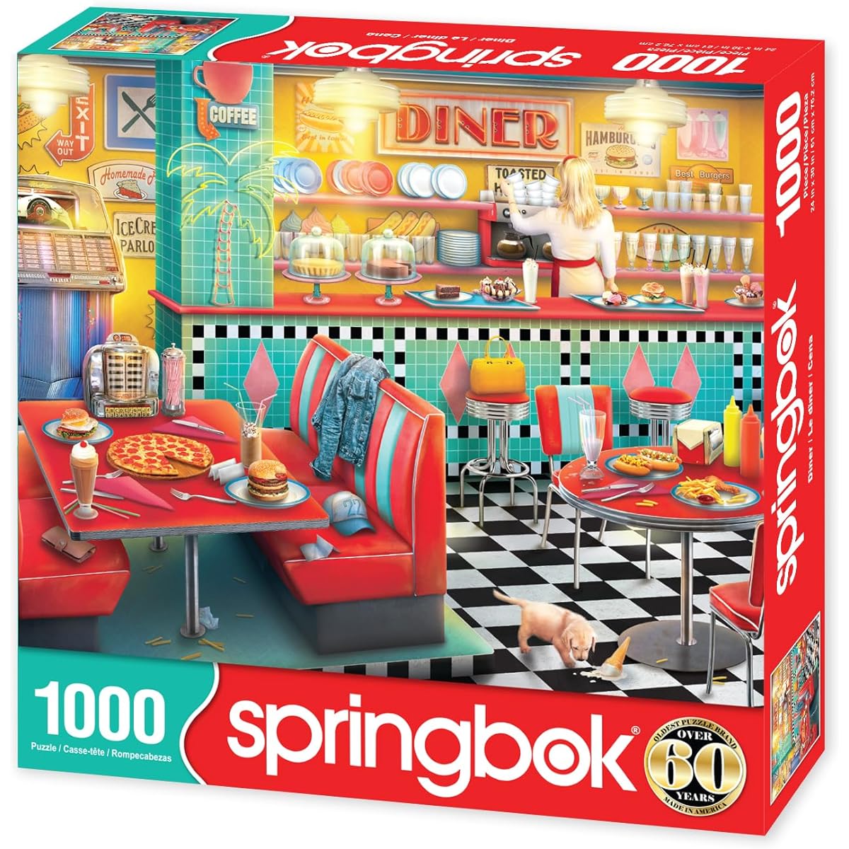 Springbok's 1000 Piece Jigsaw Puzzle Diner Made in the USA Unique Cut Pieces