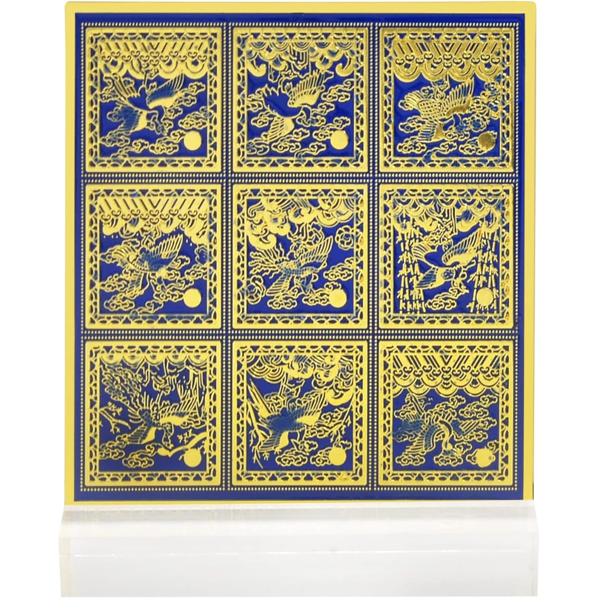 Feng Shui 9 Rank Badge Plaque Royal Blue & Gold Home Decoration W5369