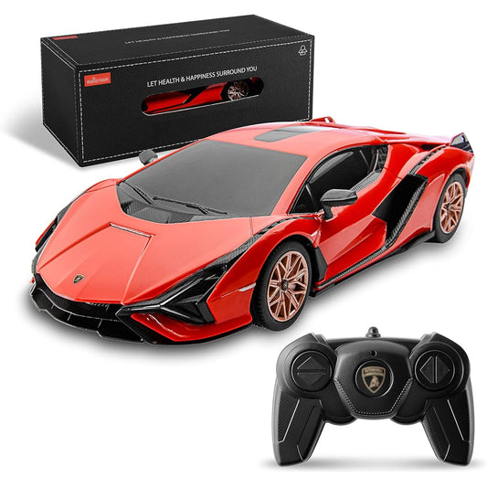 BEZGAR Officially Licensed RC Series 1:24 Scale Remote Control Car Lambo Sián FKP 37 Electric Sports Racing Hobby Toy Car Model Vehicle for Boys Kids Teens Toddlers Birthday Gift Red