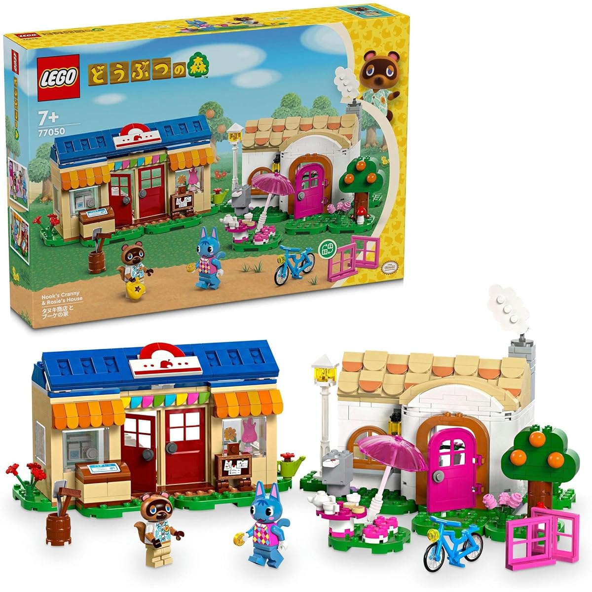 LEGO Animal Crossing Raccoon Store and Bouquet House Toy Toy Present Block Girls Boys Children 6 Years Old 7 Years Old 8 Years Old Elementary School Student Tanukichi Tanuki Store Bouquet Animal Crossing Pretend Play House Home 77050