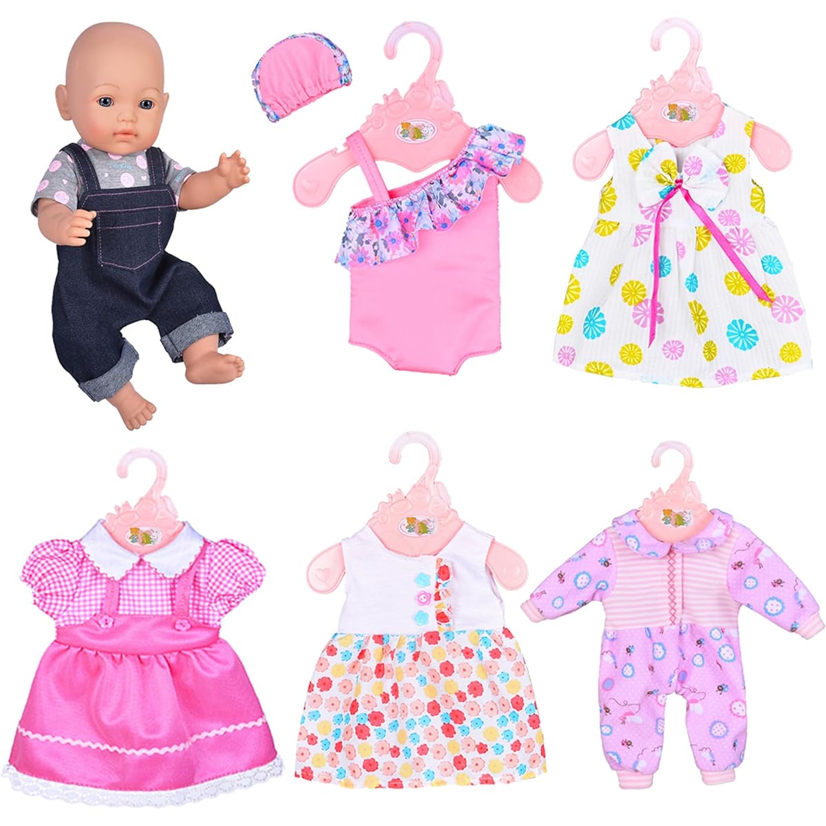 Ebuddy 6 Sets Doll Outfits Outfits Costumes for 14-16 inch Newborn Baby Dolls 18 inch American Girl For 14-18 inch Doll EBZR06