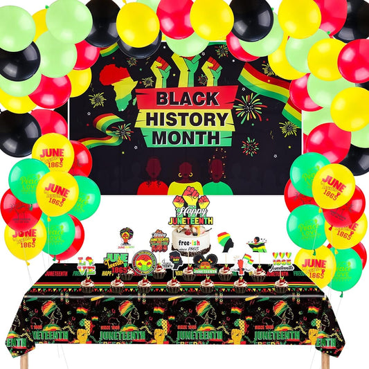 106 Pieces Happy Juneteenth Day Party Decorations Arch Balloon Kit Black American Independence 1865 Juneteenth Day Backdrop Liberty Juneteenth Balloons Juneteenth Balloons 19th 1865 Ceiling Streamers