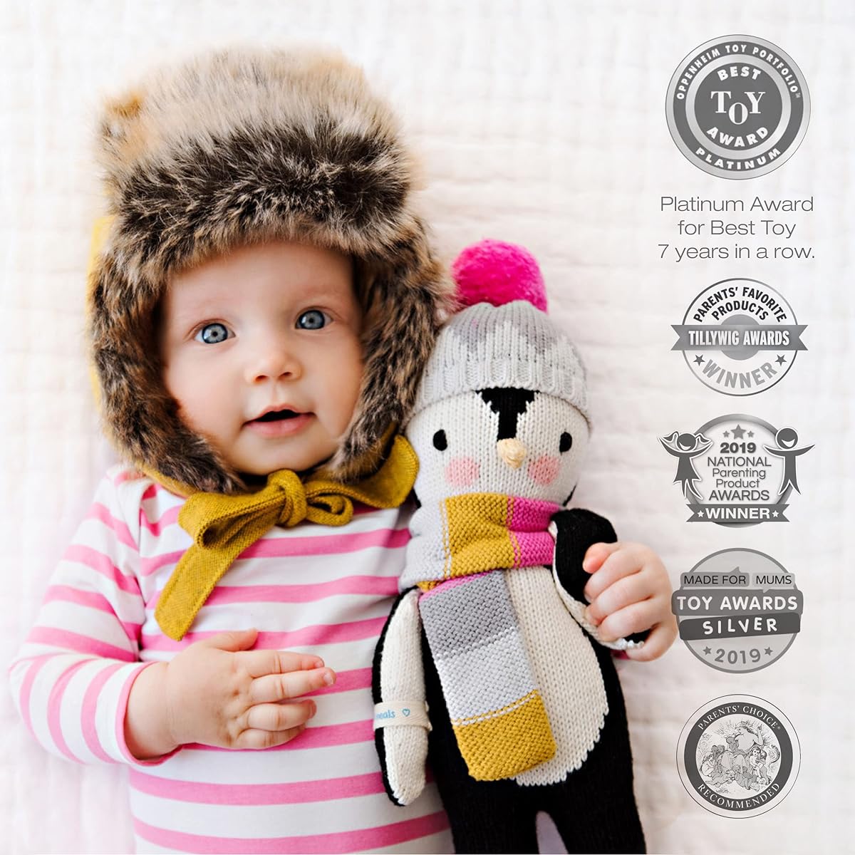 cuddle + Kind Aspenza Penguin Doll - Lovingly Handcrafted Doll for Nursery Decor Fair Trade Heirloom Quality Plush Toy for Girls & Boys 1 Doll = 10 Servings