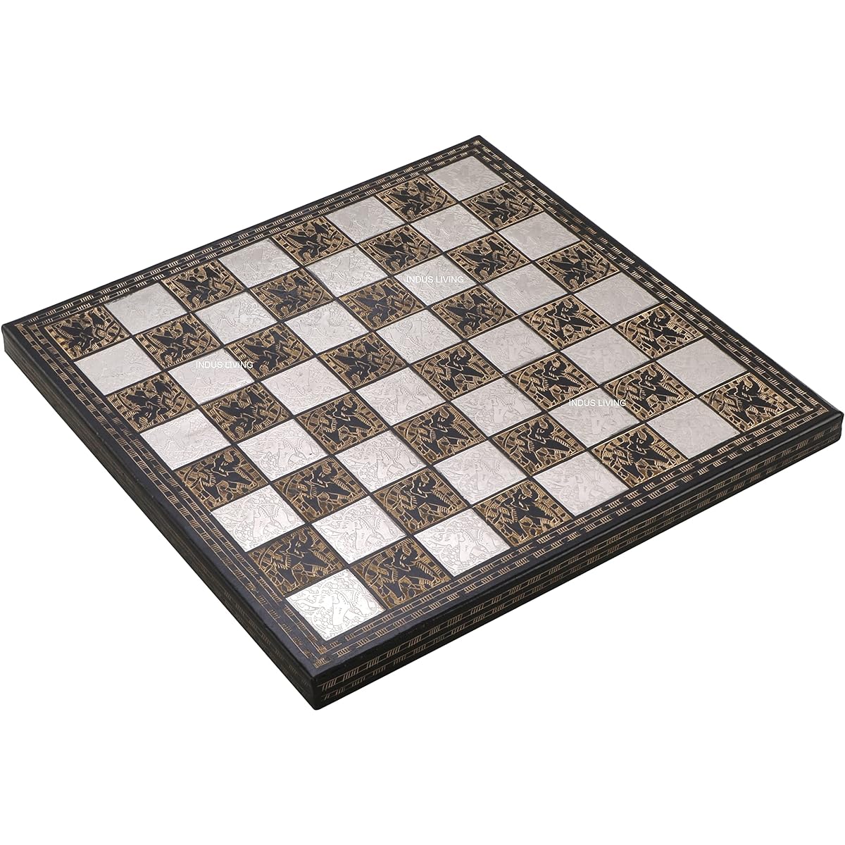 INDUS LIVING Luxury Brass Chess Pieces and Board Set 10 Inch Heavy Chess Set Birthday Gift Unique Art Chess Set for Him