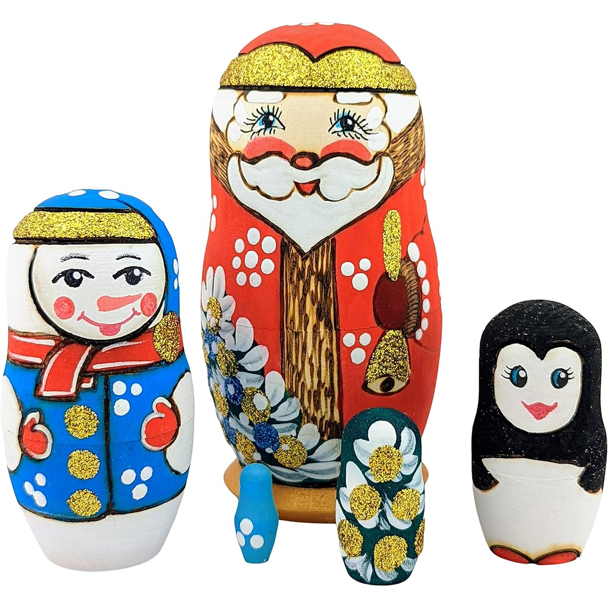 Christmas Santa Claus Design Russian Nesting Dolls 4 inch