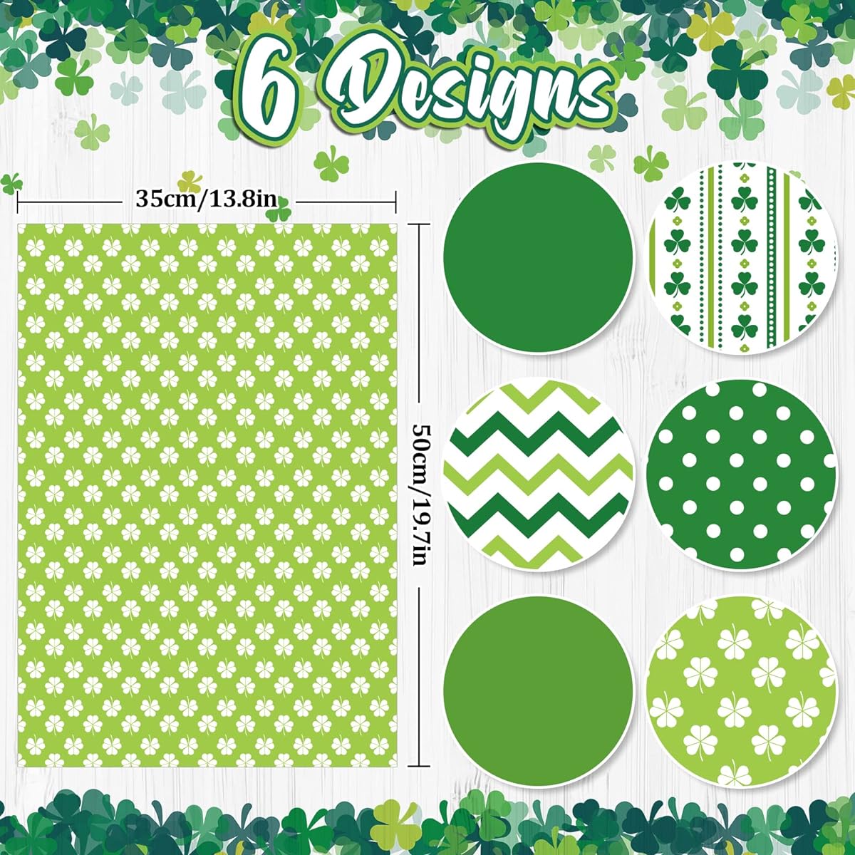 Whaline St. Patrick's Day Tissue Paper 90 Sheets Green Art Tissue Shamrock Dot Wave Pattern Tissue Paper Irish Spring Holiday Wrapping Paper DIY Craft Party Gift Bag Packing Favor 13.8 x 19.7 Inch