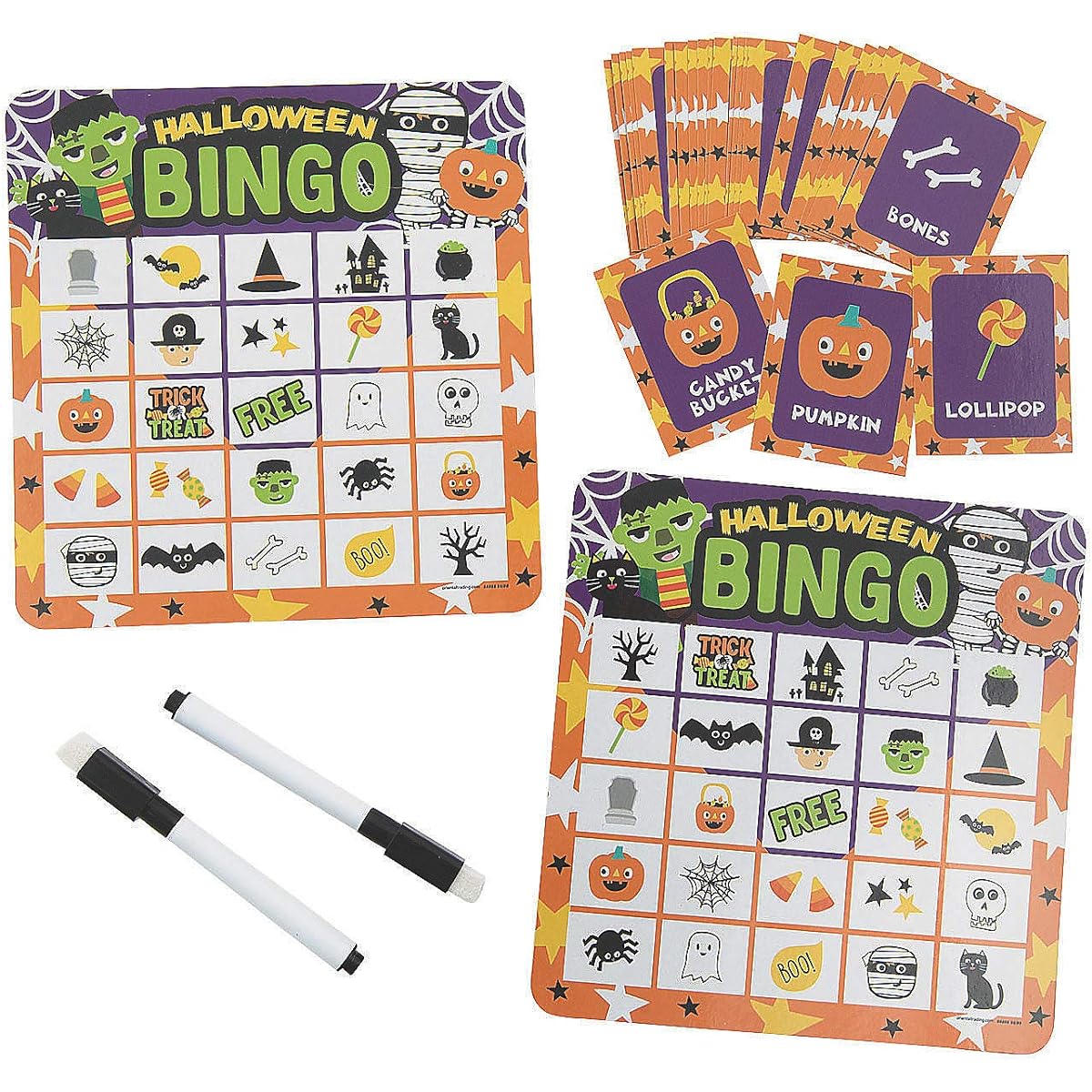 Ghoul Gang Dry Erase Halloween Bingo Game Toy 12 Pieces