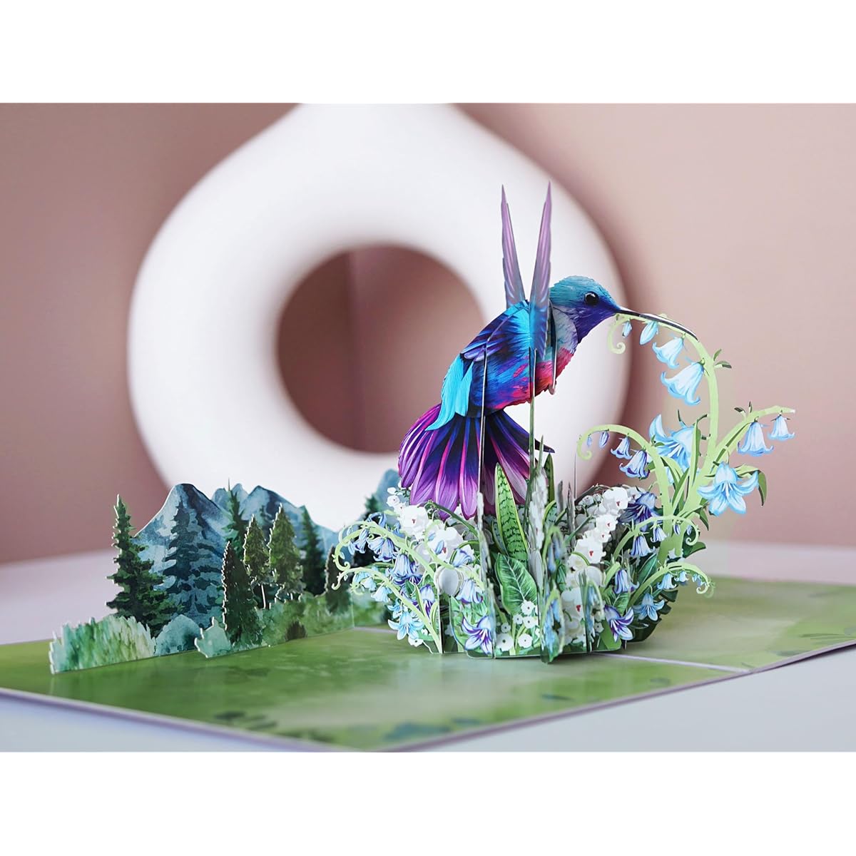 PQ Bees Pop Up Birthday Card 3D Mother's Day Greeting Card (Size 8 x 6 Inch - Hummingbird)