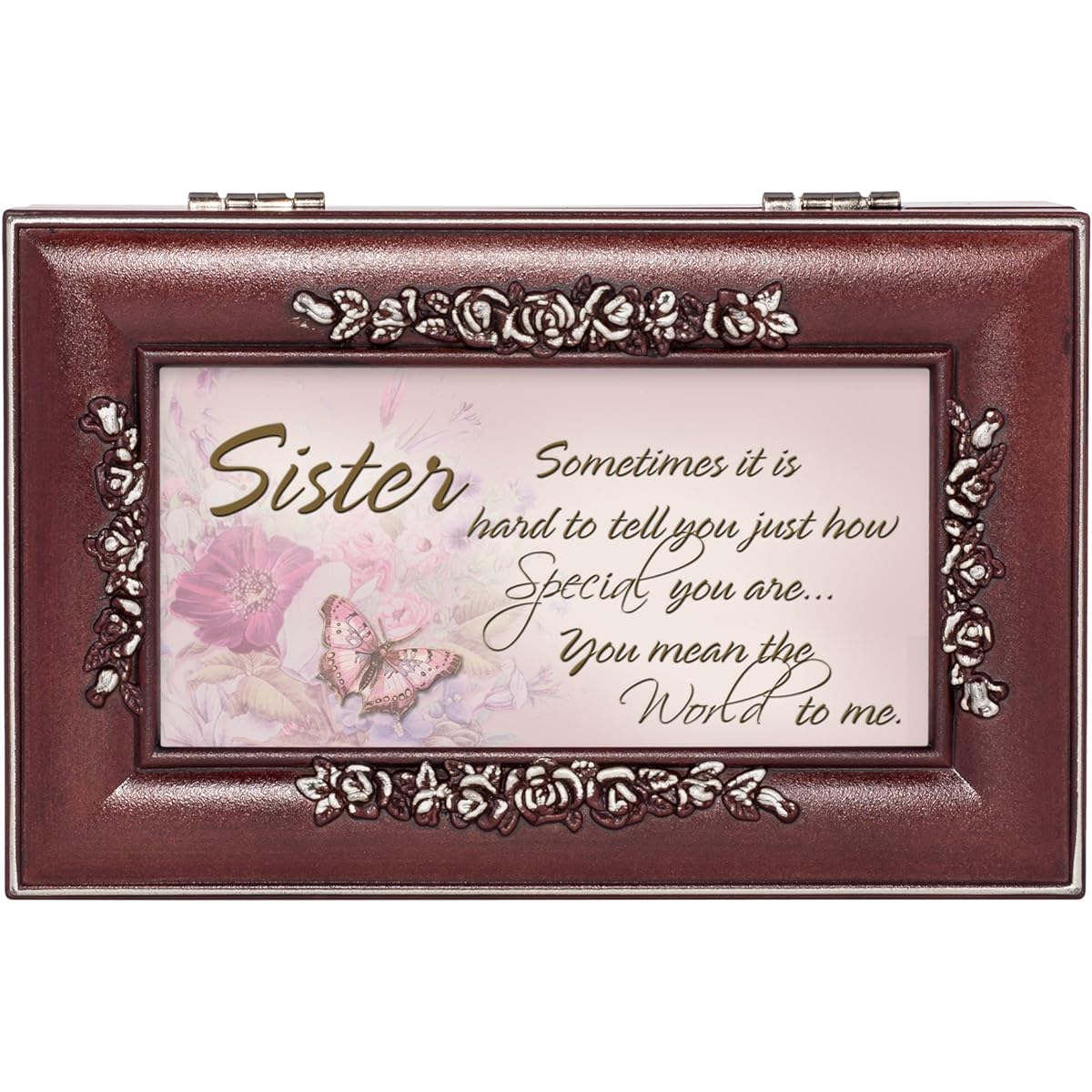 Special Sister Rosewood Finish Musical Jewelry Box - Plays You Are My Sunshine