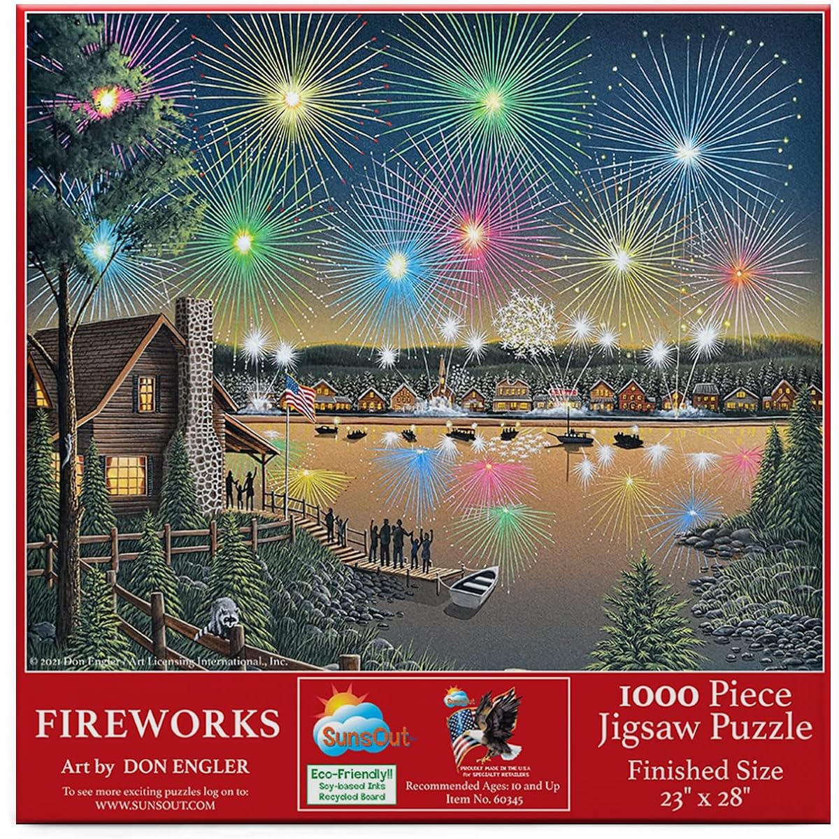 SUNSOUT INC - Fireworks - 1000 Piece Jigsaw Puzzle Artist: Don Engler - Finished Size 23" x 28" 4th of July - MPN# 60345