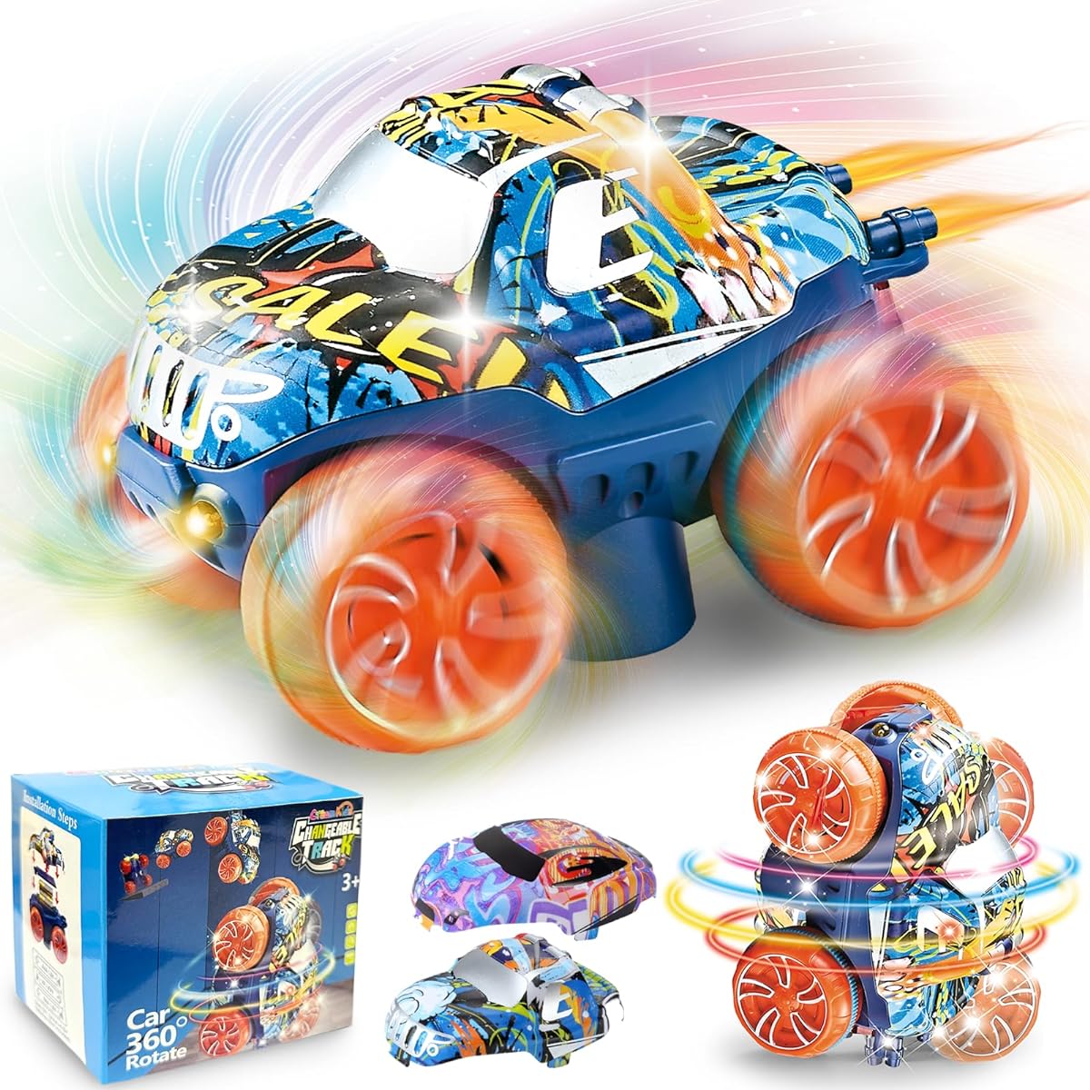 CREAMKIDS Toy Cars Interchangeable Racing Track Only Racing Track Accessories with LED Lights Fits Most Racing Tracks Racing Toys for Kids