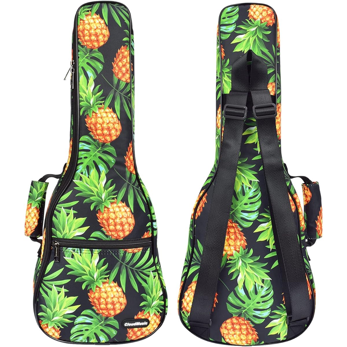CLOUDMUSIC Ukulele Case Hawaii Pineapple Ukulele Backpack 10mm Padded (Concert)