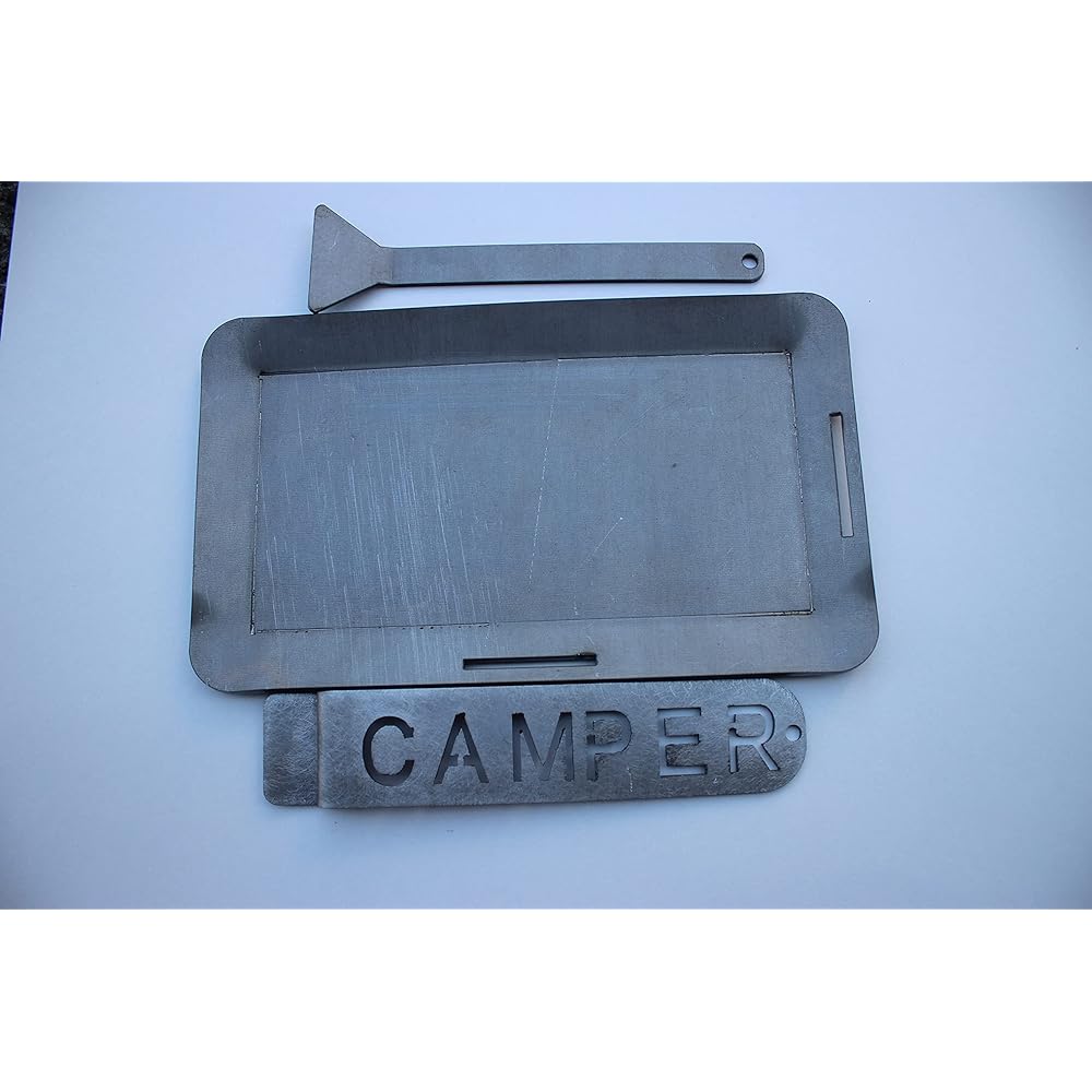CAMPER Solo Teppanyaki Barbecue Mini Camping Teppanyaki Yakiniku Single Burner Extra Thick Iron Plate Thickness Made in Japan [Made by Iron Works] Iron Plate and Bars Included
