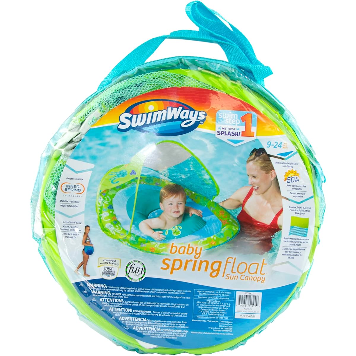 SwimWays Baby Spring Float Sun Canopy (Green Print)