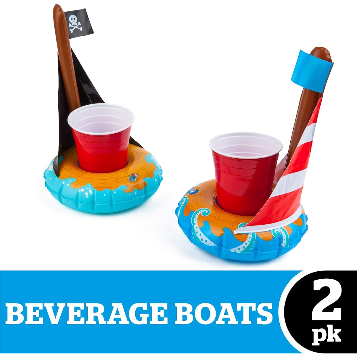 BigMouth Inc. Inflatable Floating Drink Holder Cup Holder Floats 2 Pack, Perfect for Pool Parties and Special Events, BMDF-0005