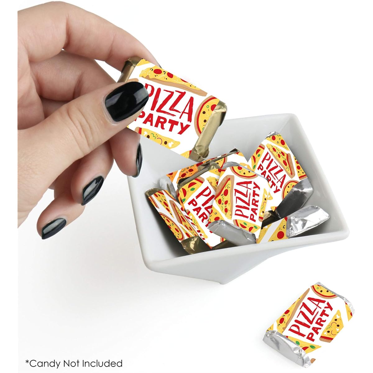 Big Dot of Happiness Pizza Party Time - Mini Candy Bar Wrapper Stickers - Baby Shower or Birthday Party Small Favors - 40 Count