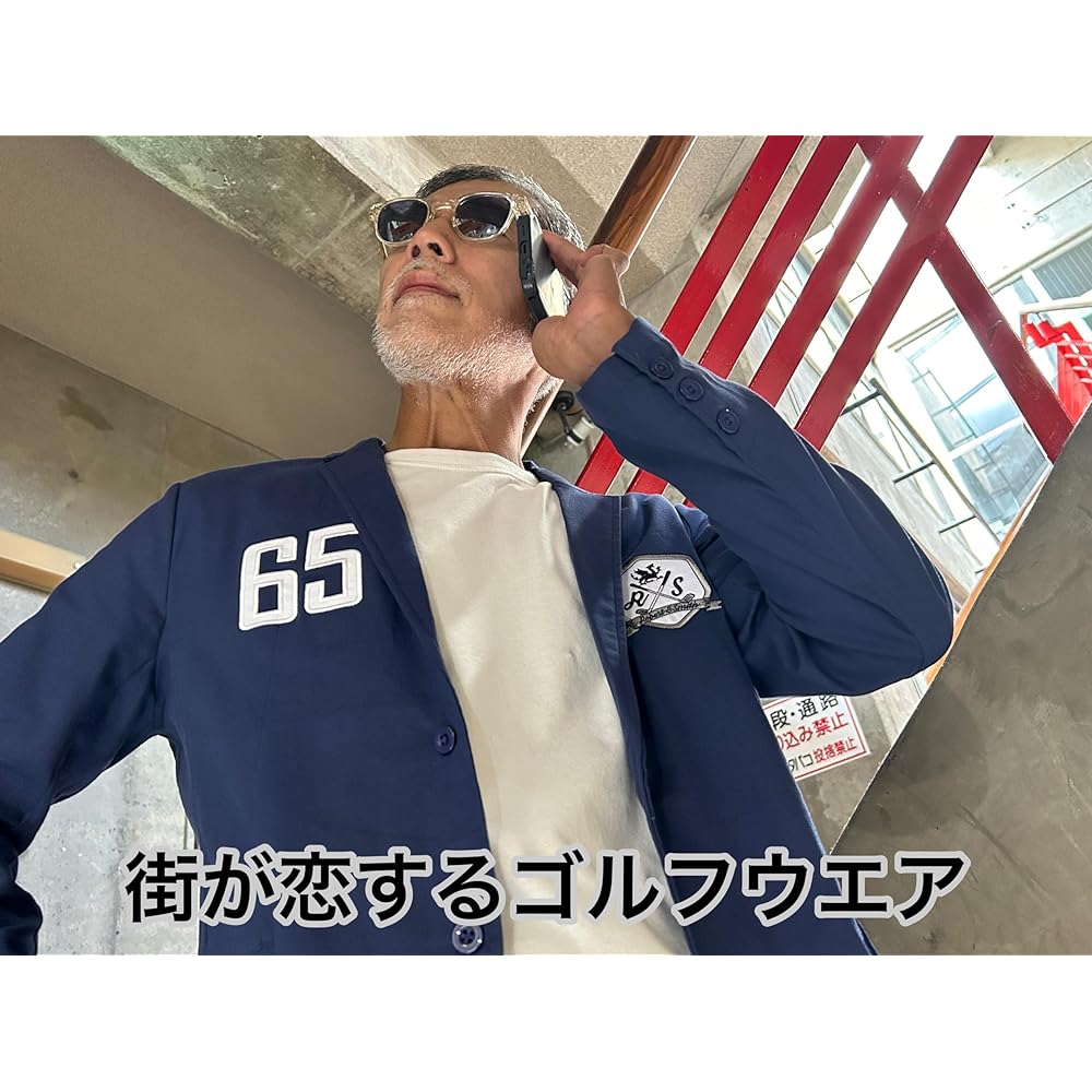 [Robert&Smith] Casual Jacket Golf Jacket Spring/Summer Golf Wear Embroidered Emblem Refreshing Indigo Blue Men's