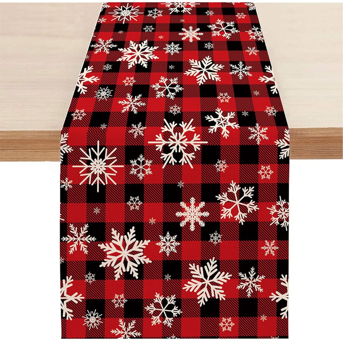 Christmas Table Runner - Red Table Runner - Snowflake Pattern Burlap Table Linen Washable Wrinkle Resistant Table Runner for Christmas Party Dinner, Christmas Theme Dining Room 13x72 Inches