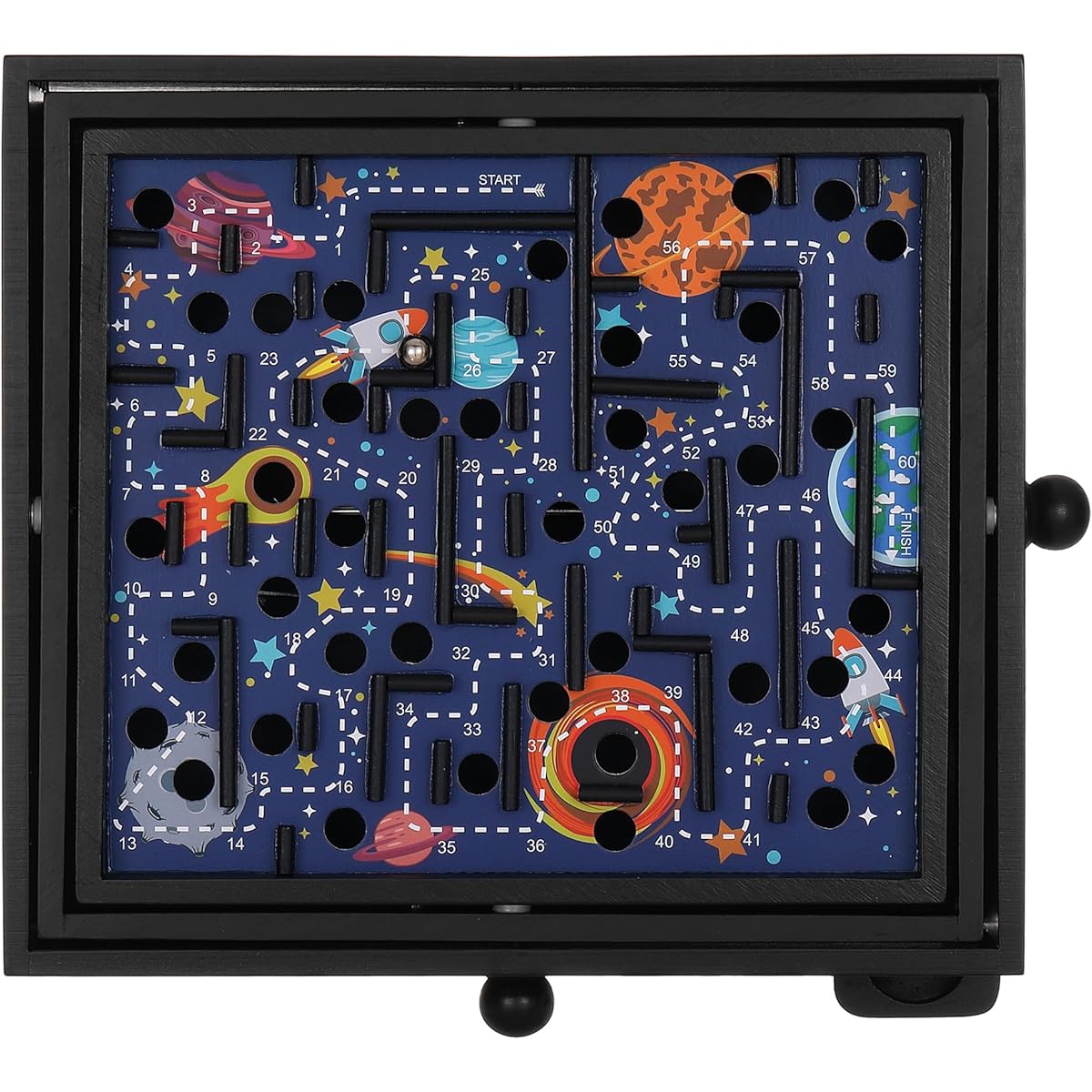 STERLING Games Wooden Maze Space Shuttle Themed Tilt Maze Game with Marble Balls and 60 Waypoints for Ages 6+, 13.5" x 13" Board