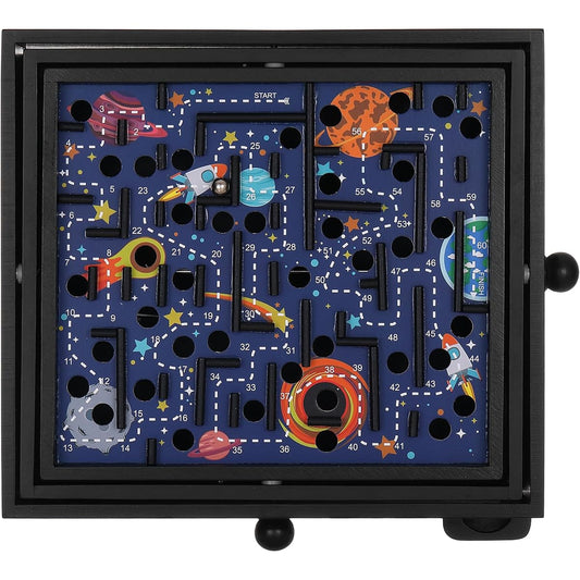 STERLING Games Wooden Maze Space Shuttle Themed Tilt Maze Game with Marble Balls and 60 Waypoints for Ages 6+, 13.5" x 13" Board