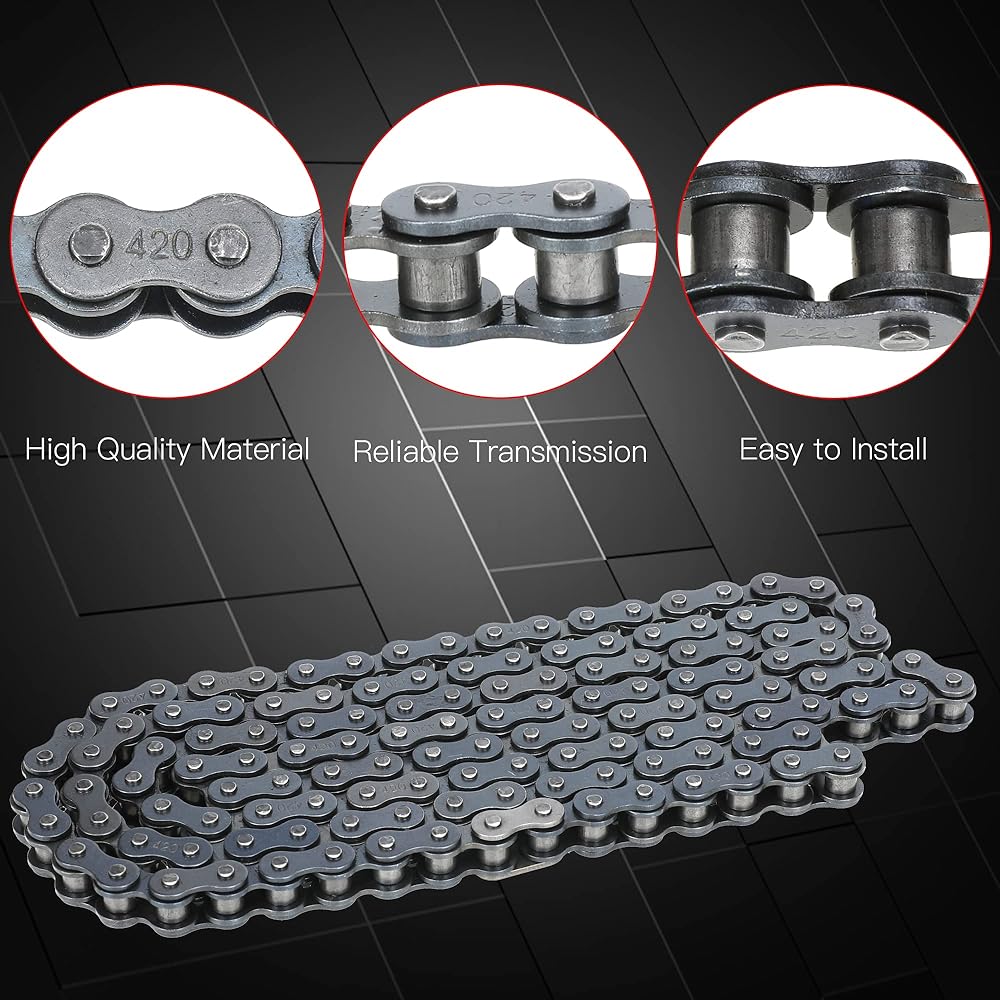 GREHUA Rear Drive 420 Chain 90 Link Chain Breaker with Standard Master Link BT200X CT200U Trail CT200U-EX TrailMaster MB200 Hensim Baja Warrior MB165 212cc 196cc 6.5Hp Mini Bike Parts Motorcycle