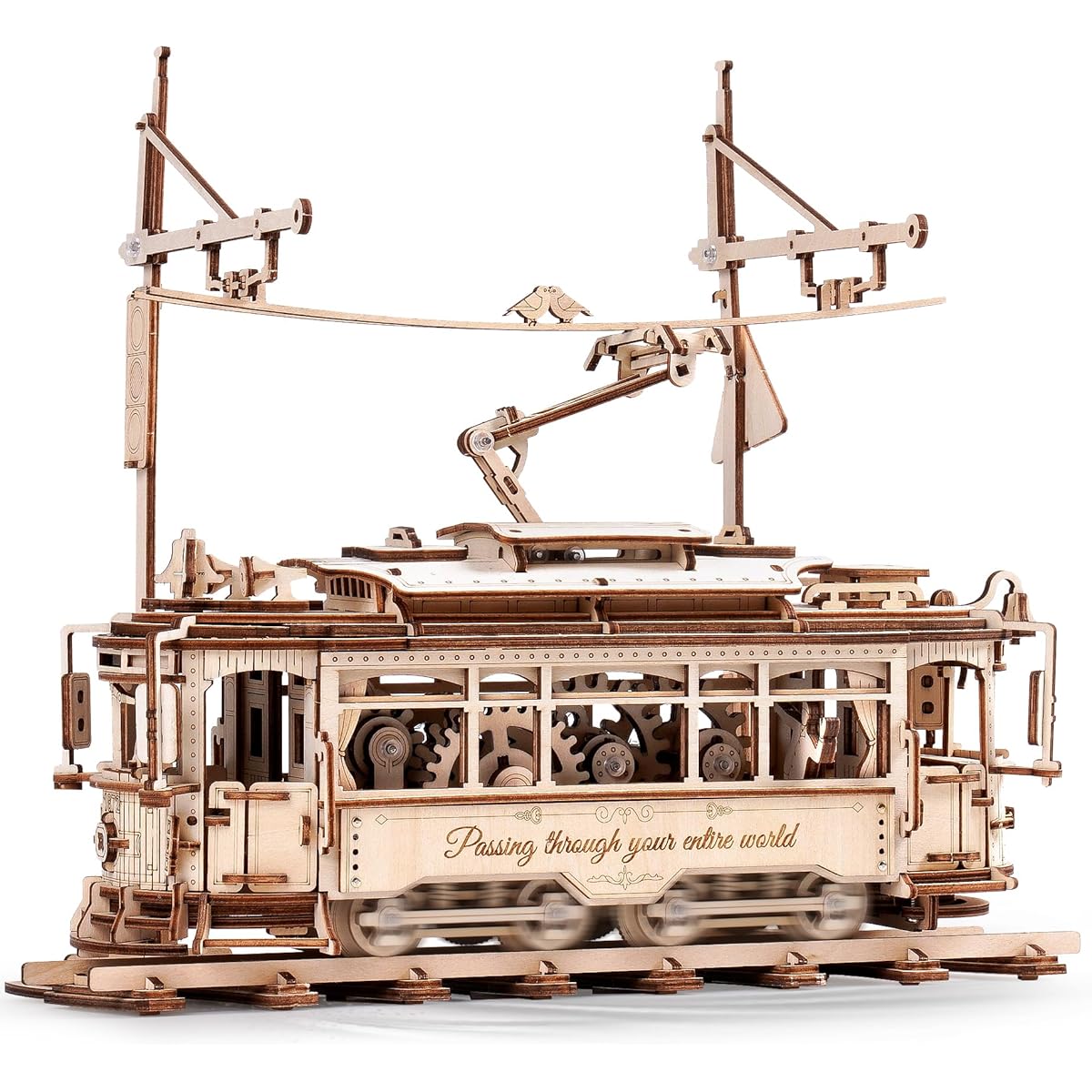 Wowood 3D Wooden Puzzle for Adults 1:24 Scale Model Car Kit Classic City Tram Wooden Model for Adults Unique Gift for Adults/Teens on Birthday/Christmas, LK-801