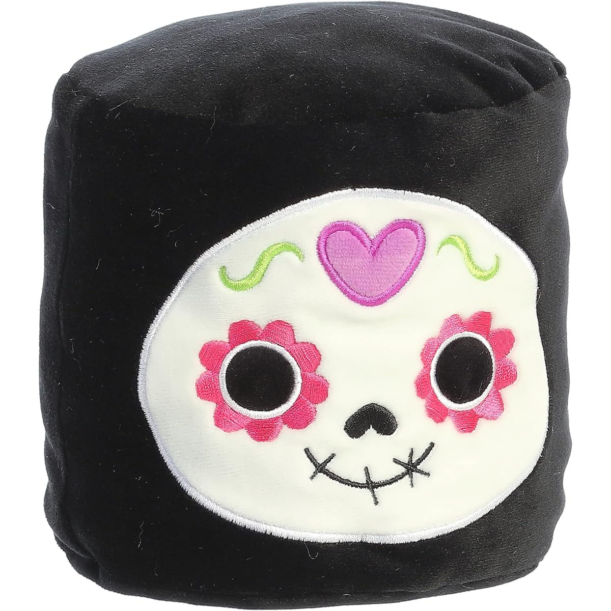Aurora® Squeezable Mallows™ Day of the Dead Plush - Ultimate Squishy - Unique Shape - Black 6"