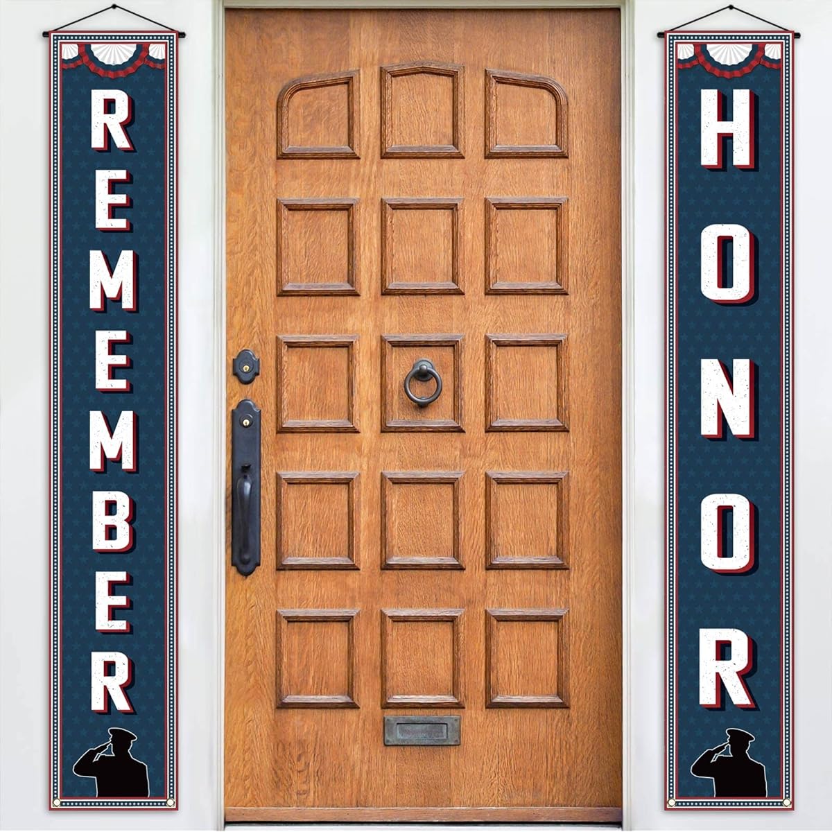 Rainlemon Memorial Day Porch Banner American Patriotic Remember and Honor Front Door Window Decor Sign
