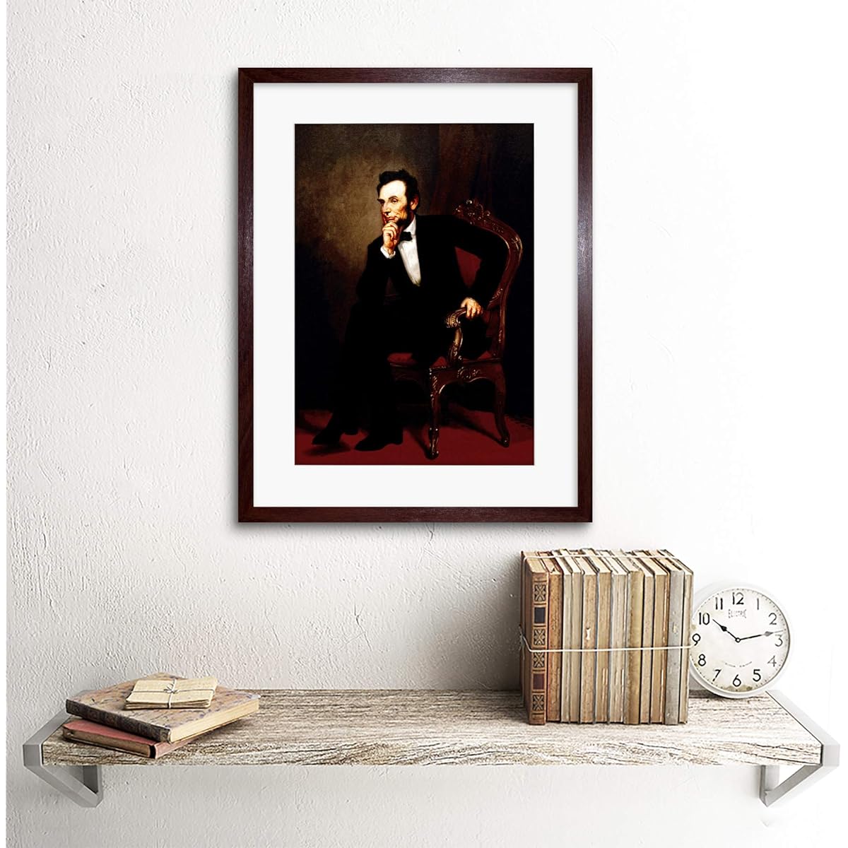 Painting portrait Healy President Abraham Lincoln Framed Print f12 X 4917 12-Inches x 16-Inches Brown F12X4917_Dark Oak