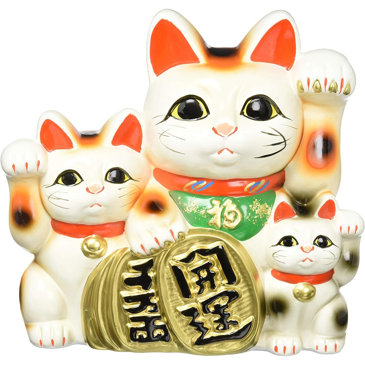Tokoname ware teapot 8450 Umetsuki No. 6 White three cats Made in Japan Good luck T931