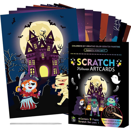 xutengy Halloween Scratch Paper Art for Kids Rainbow Magic Scratch Paper Halloween Crafts Scratch Paper DIY Decoration Toys for Girls Boys Halloween Party Games Gifts