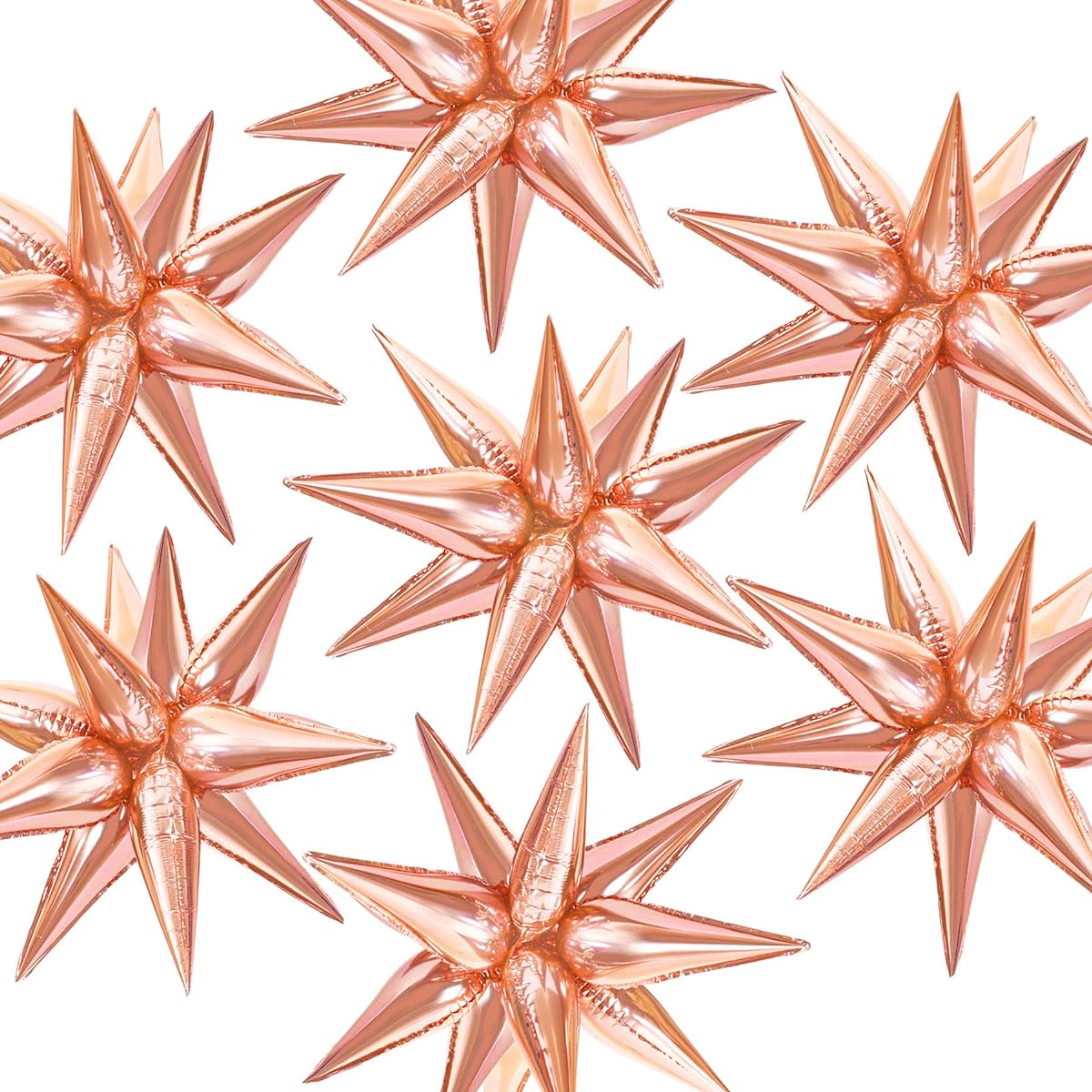 NOVWANG 75pcs Exploding Star Foil Balloons 12 Points Rose Gold Starburst Cone Mylar Balloon Party Supplies Christmas Birthday Wedding Baby Shower Photo Booth