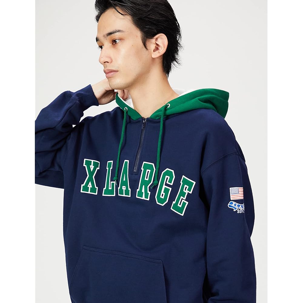 [Extra Large] Hooded Sweatshirt CONTRAST COLOR HALF ZIP HOODED SWEAT Men's