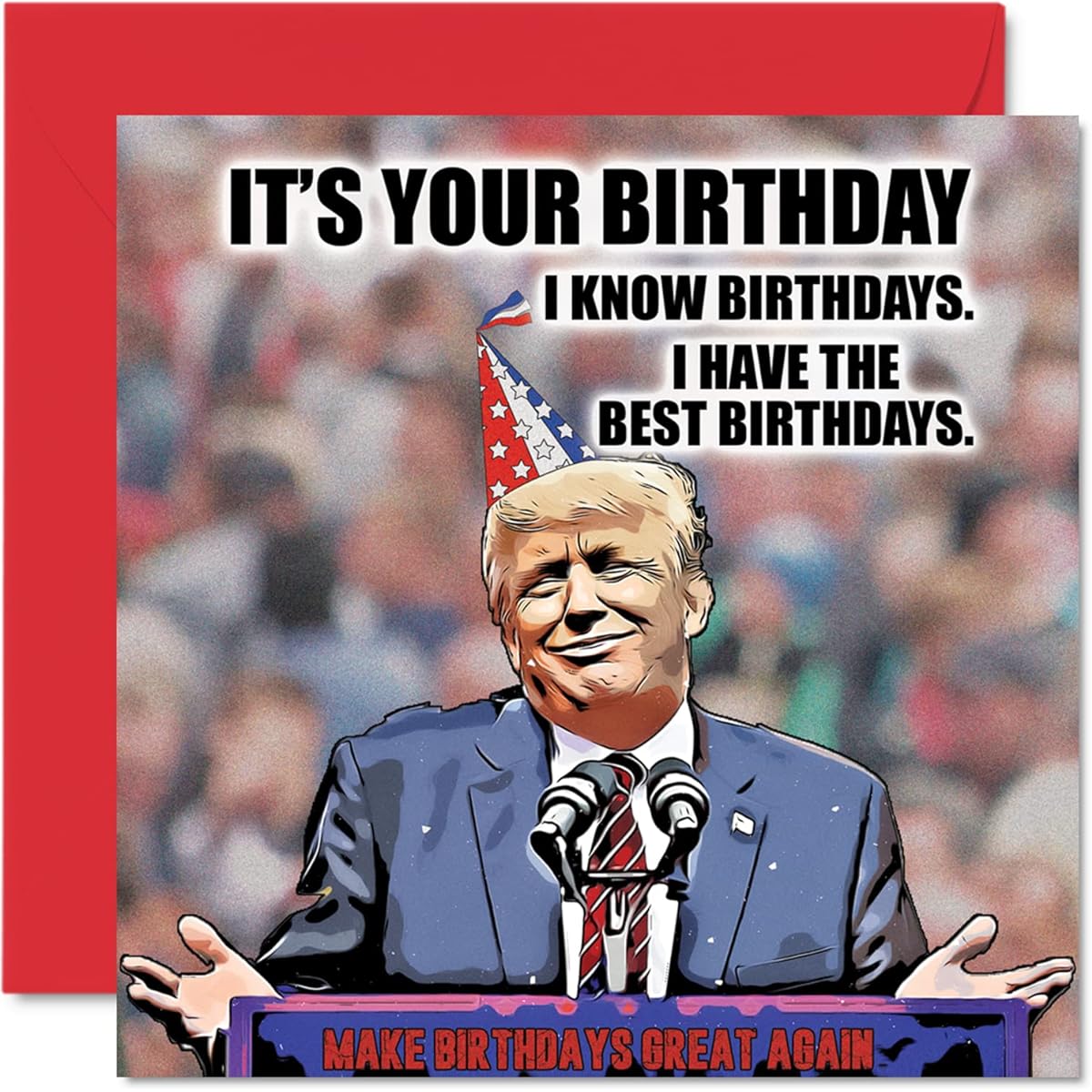 Funny Donald Trump Birthday Card for Men and Women - Trump Birthday - Joke Happy Birthday Card for Friend Mother Father Brother Sister Coworker Grandmother Grandfather Grandpa 5.7 x 5.7 Inch Humor Birthday Greeting Card