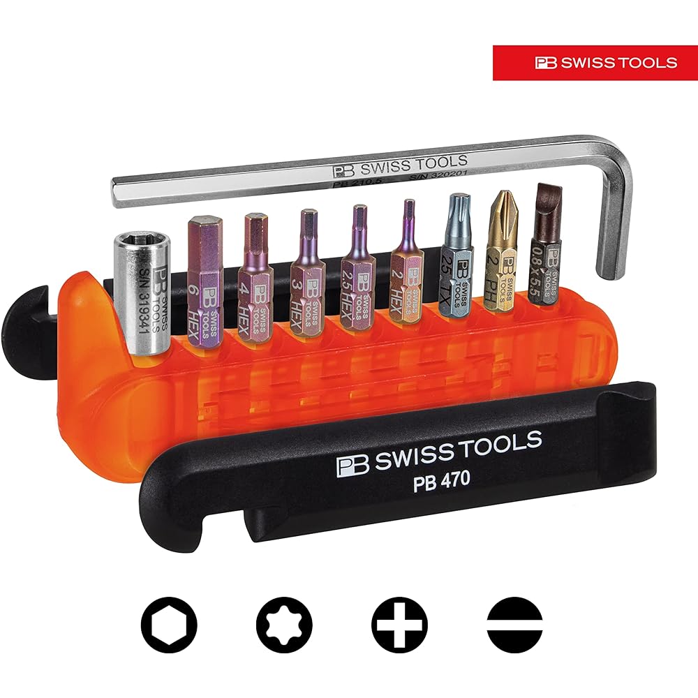 PB Swiss Tools 470RedCBB Bike Tool Set (9 pieces) Red (BOX) 470REDCBB