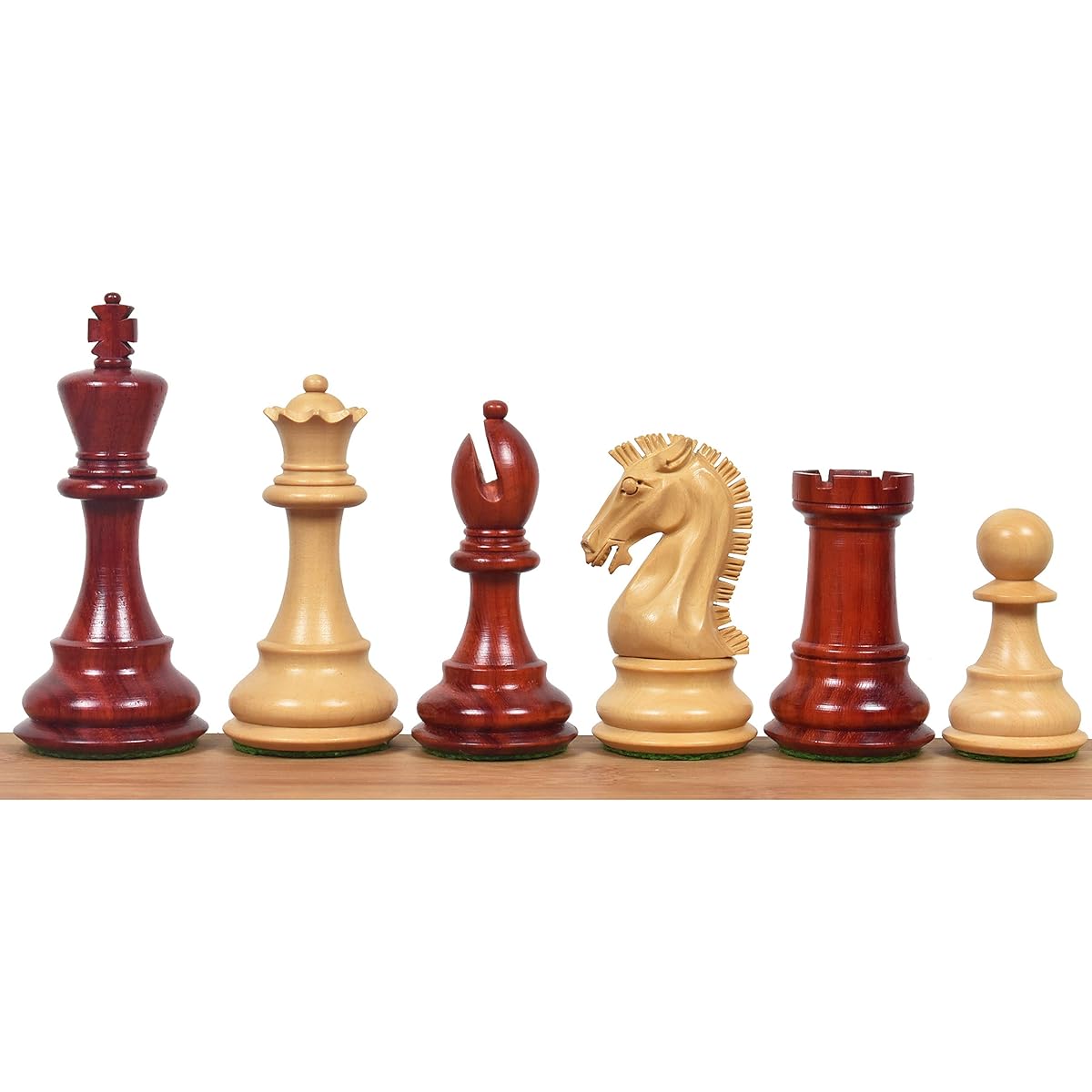 Royal Chess Mall Craftsman Knight Luxury Staunton Chess Pieces Only Chess Set | 3.9" Height | Bud Rosewood & Boxwood Chessmen | 34 Pieces with 2 Extra Queens | 3 lb Triple Weight Chess Pieces