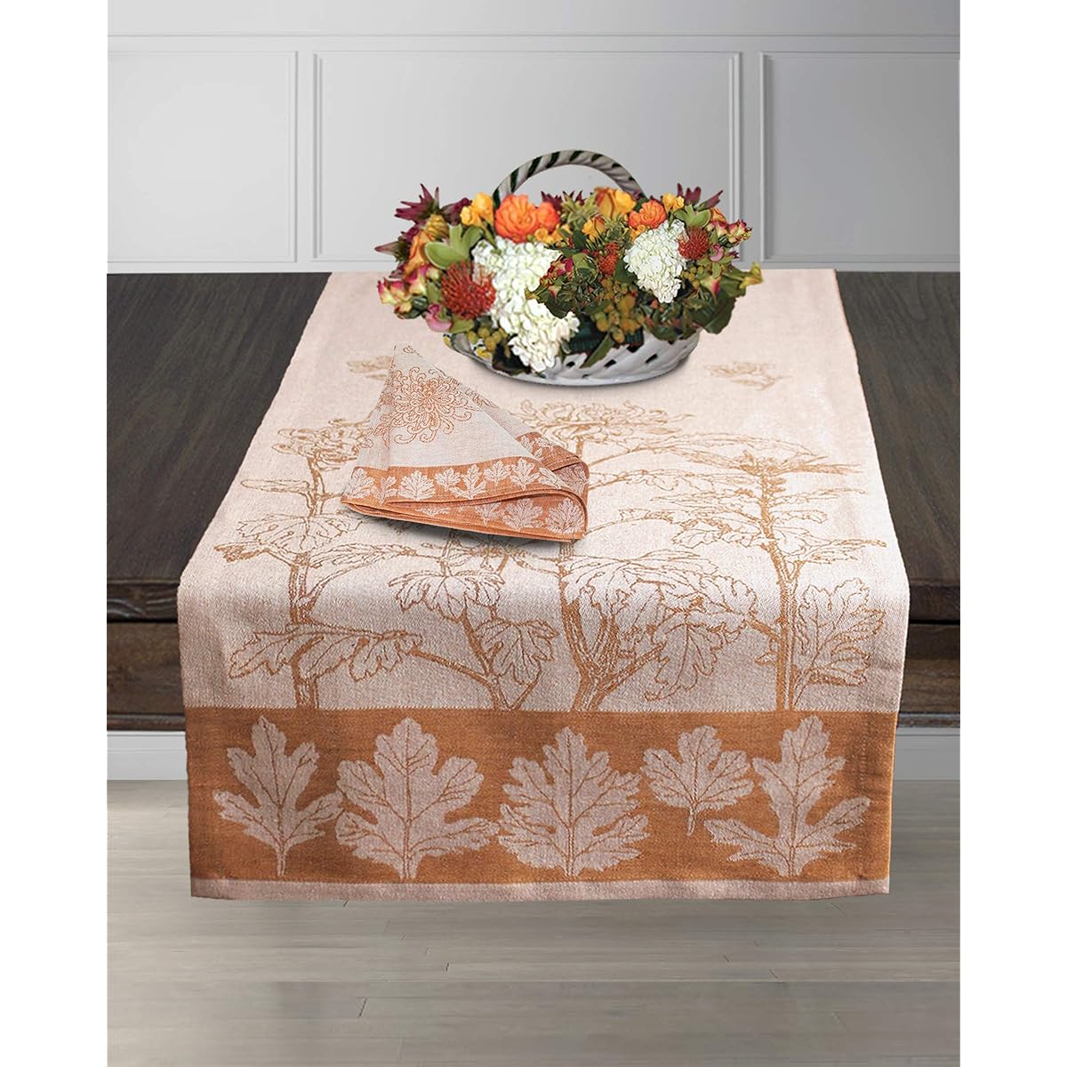Linen Cotton Table Runner 228.6cm Length, Foglio made in Europe