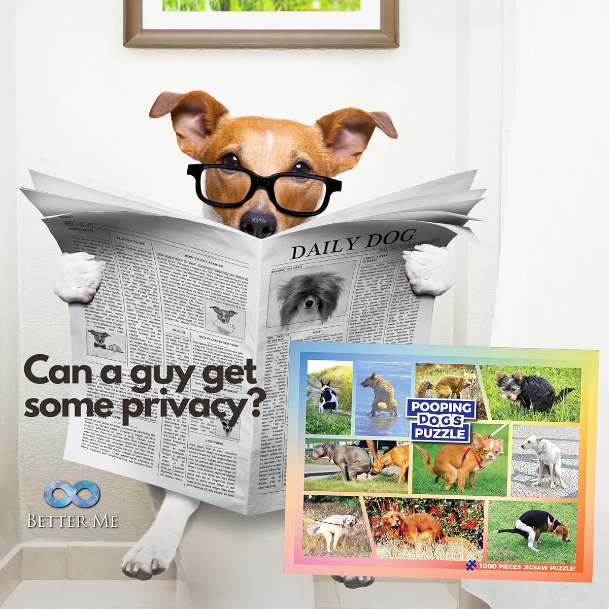 Pooping Dogs 100 Piece Puzzle for Kids - Pooping Puppies Jigsaw Puzzle Funny Gifts, Fun Gifts for Dog Lovers and Puppy Owners, Large Pieces (100 Pieces)