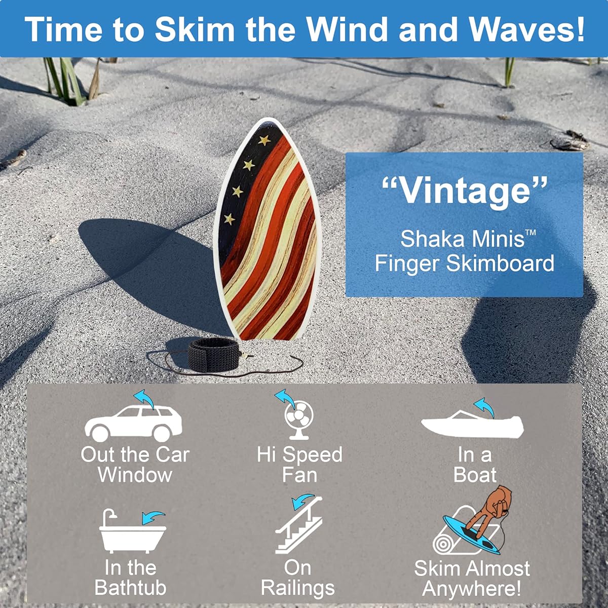 Shaka Minis Finger Skimboard - Skim in Wind, Wave, Almost Anywhere (Vintage)