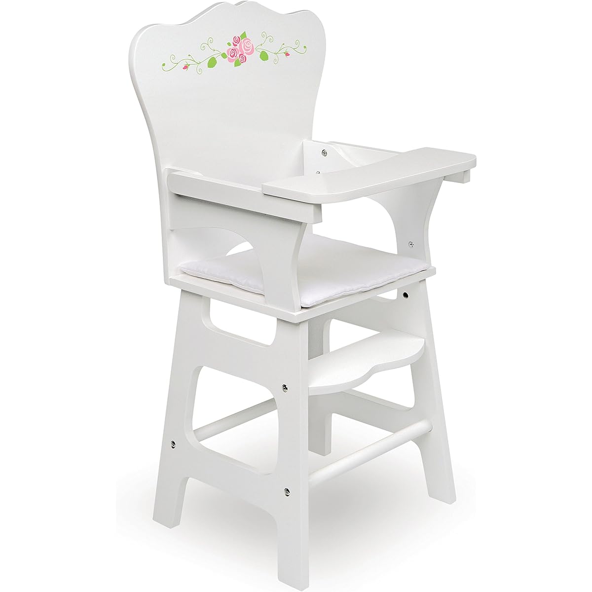 Badger Basket White Rose Doll High Chair (Fits American Girl Dolls) White