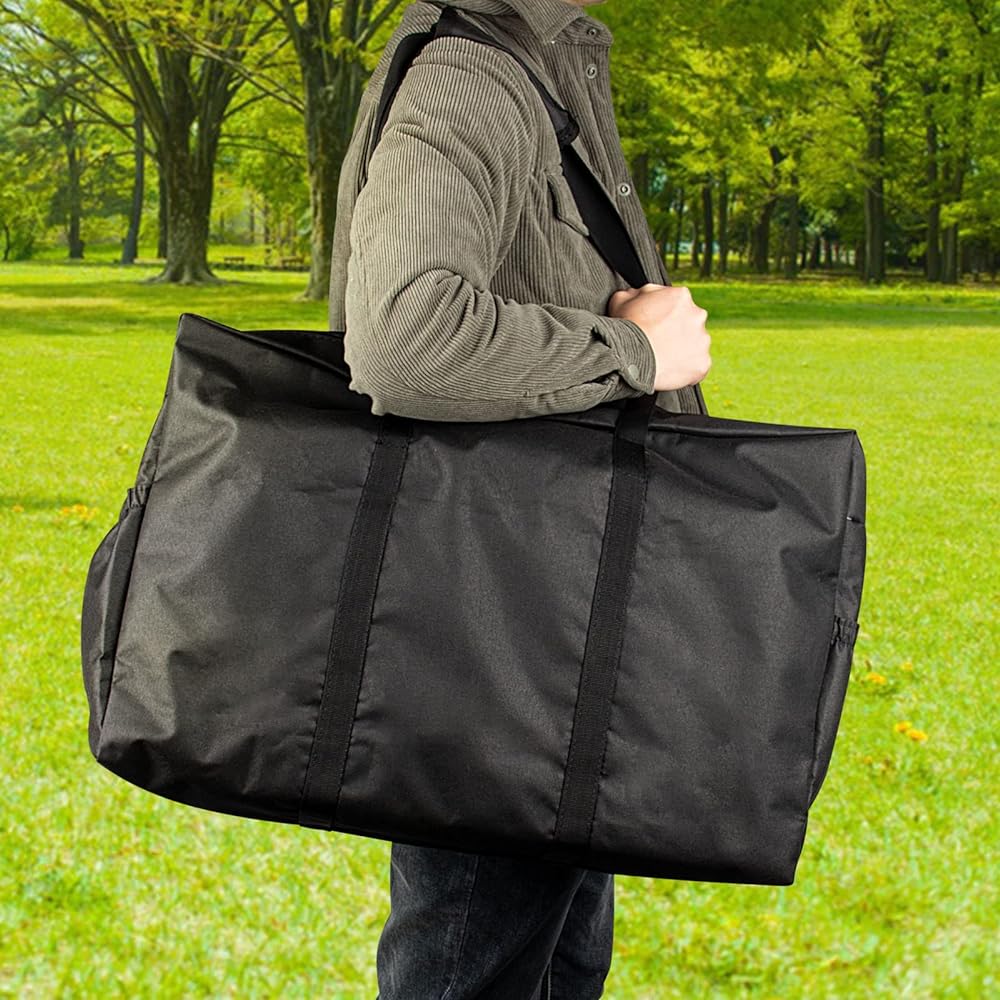 [Feestars] Camping Tote Bag, Large Capacity, Waterproof, 600D, Large Storage Bag, 36L/70L/120L/170L, Large Bag, Camping Bag, Large Capacity Bag, For Camping, Camping Tools Storage, Outdoors, Moving, Travel, Foldable, Includes Storage Bag, Black