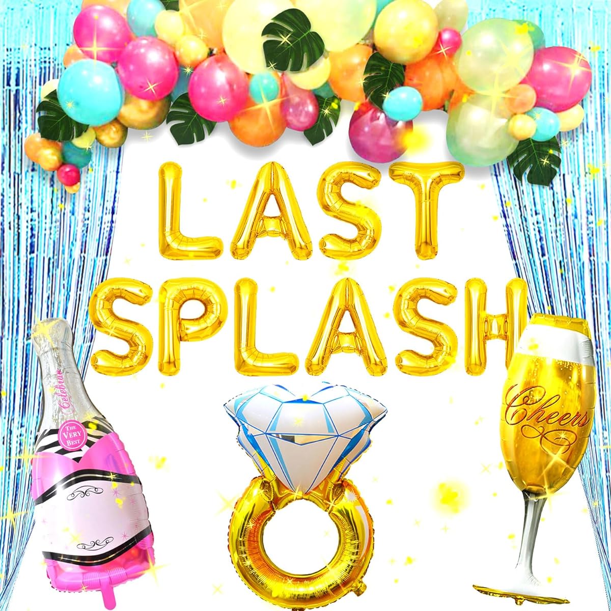 LaVenty Luxury Last Splash Bachelorette Party Decorations Mermaid Bridal Shower Decorations Pool Hawaiian Luau Beach Bachelorette Decor Tropical Bridal Shower