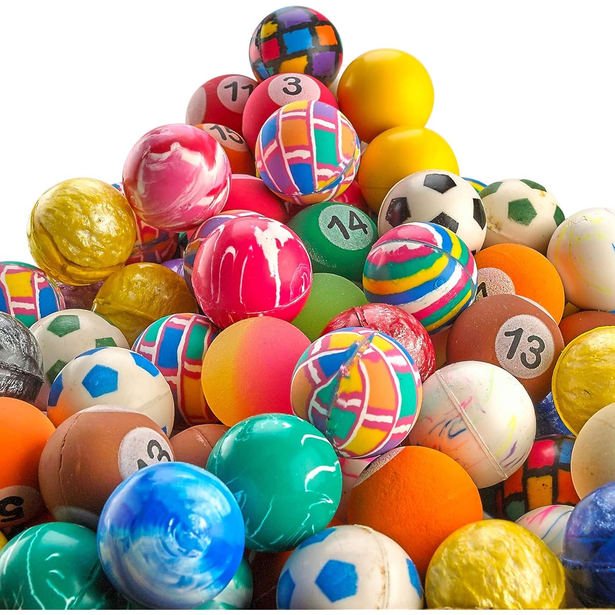 Bouncy Balls Bulk - 250 Pack (1 inch/27mm) High Bounce Balls Variety Mix Colorful Small Rubber Bouncing Balls for Kids Games Prizes, Party Favors, Vending Machines