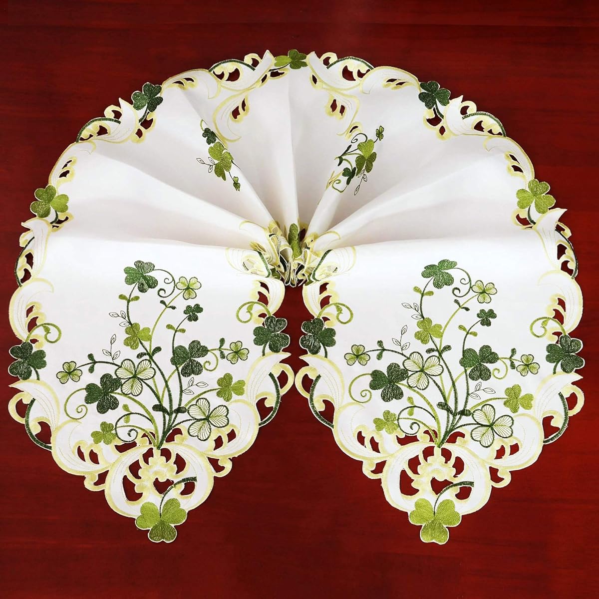 Simhomsen Embroidered Irish Clover St. Patrick's Day Table Runner with Spring Shamrock Decorations (14 x 89 inches)