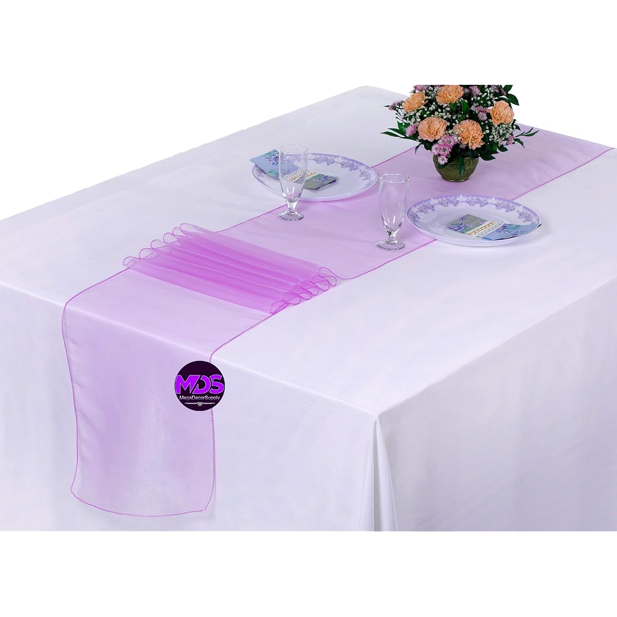 MDS Pack of 25 Wedding 12 x 108 Inch Organza Table Runner Wedding Banquet Decorative Table Runner 25 25_Organza runner_ olive green