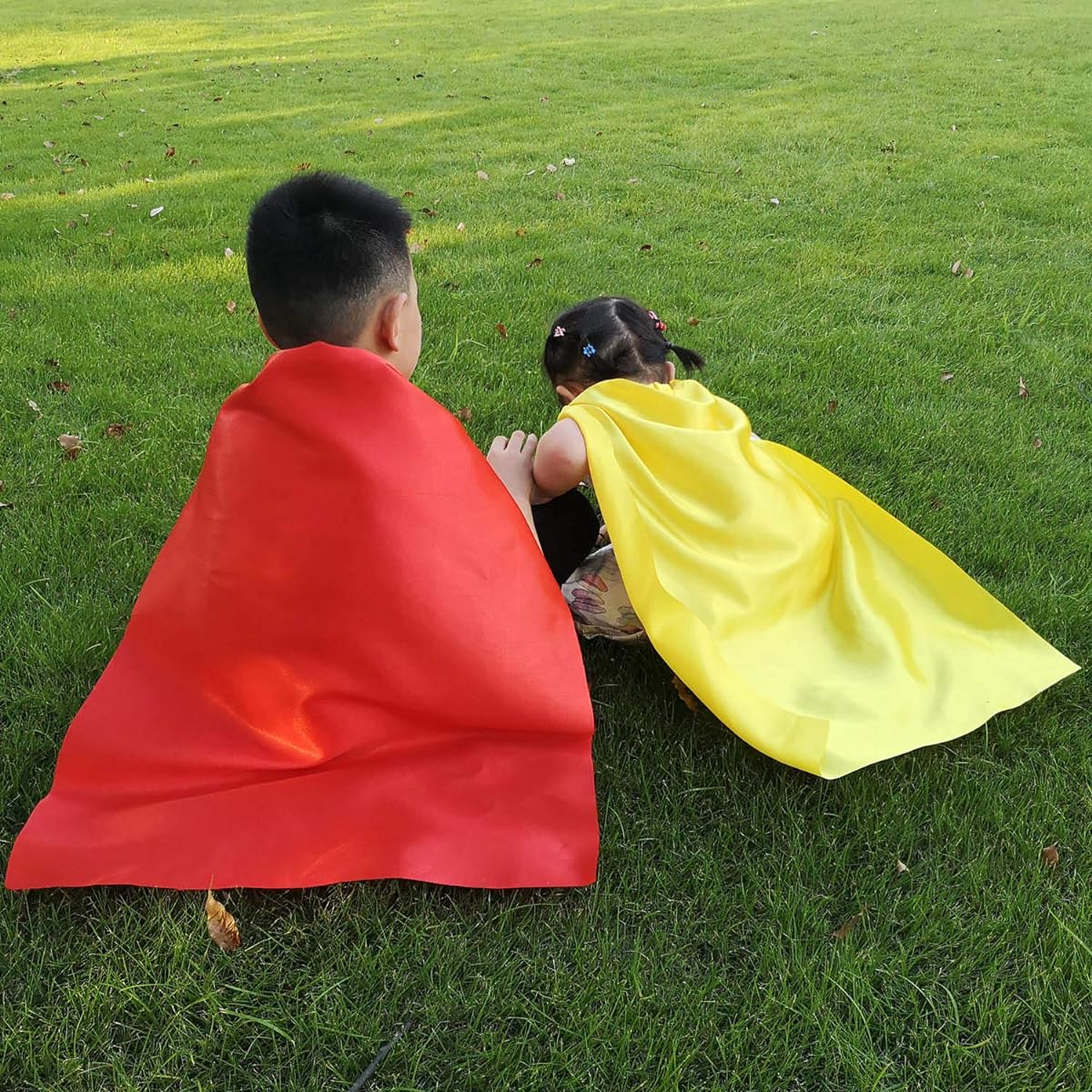 ADJOY 3 Pack Superhero Capes and Masks for Kids - Christmas Superhero Party Dress Up Costume - Red, Green, Blue