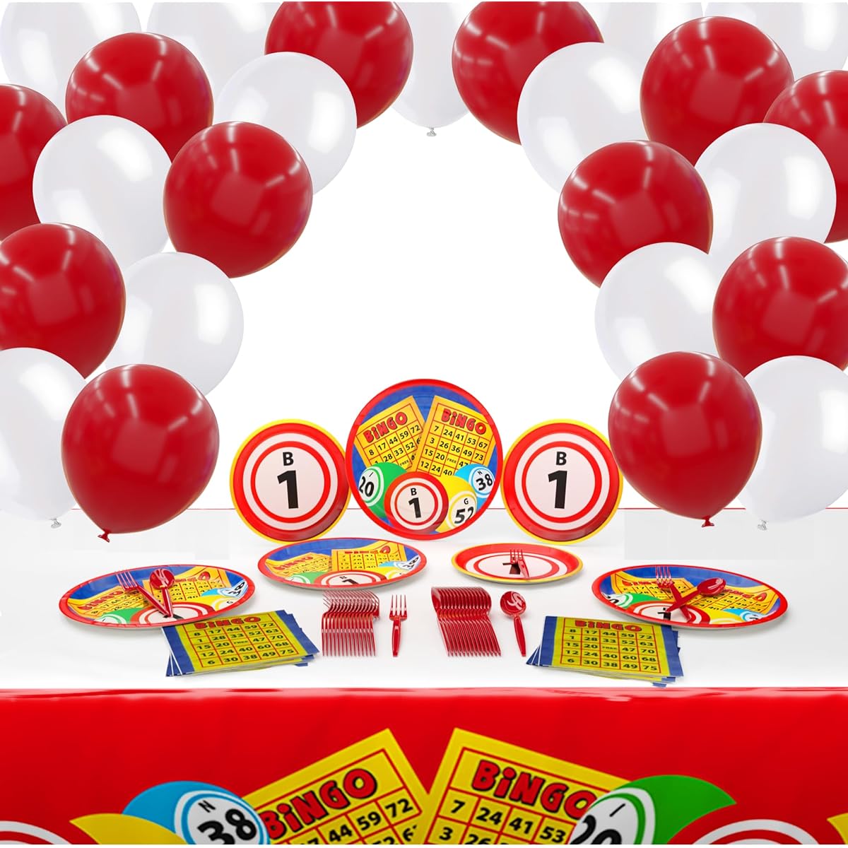 Blue Orchards Bingo Deluxe Party Pack (70 Pieces, Serves 16 People) - Bingo Theme Party Decorations, Game Night Party Decorations, Las Vegas Theme Party, Adult Parties, Casino Party Decor