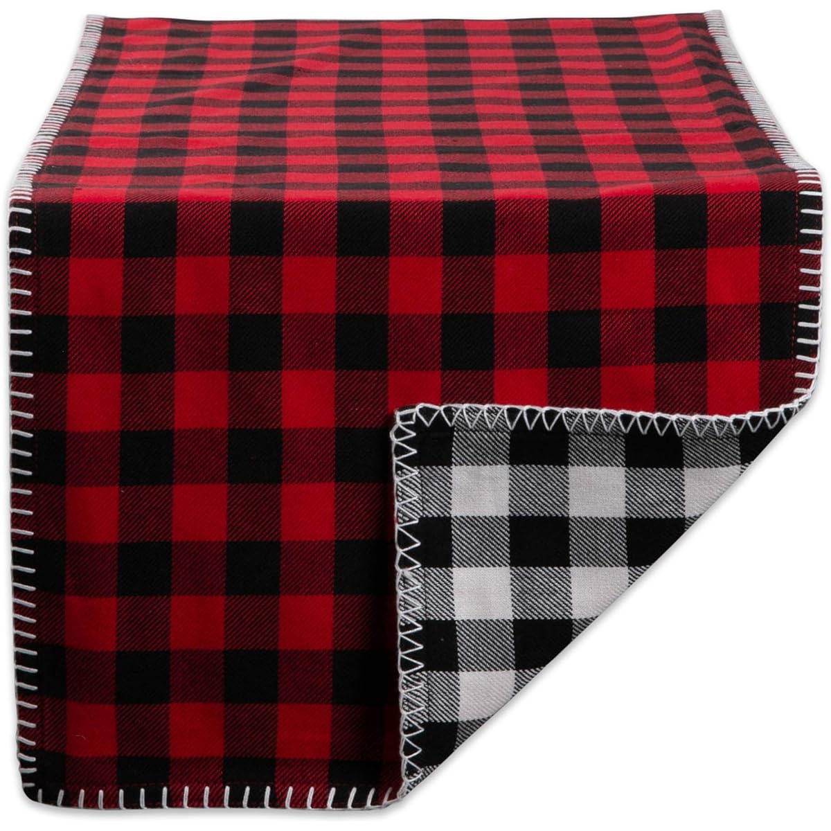 DII Reversible Collection Table Top Table Runner 14x72" Christmas Buffalo Check