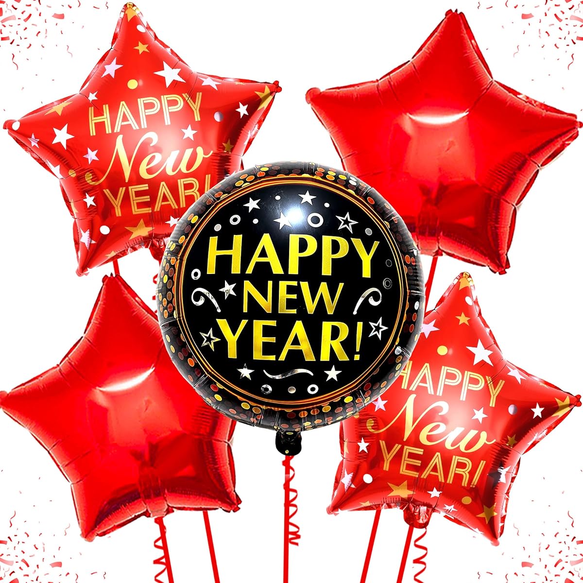 Red Happy New Year Balloons 2023 - 18 Inch Chinese New Year Decorations 2023 | New Year's Eve Balloons 2023 Red New Year's Eve Party Supplies 2023 | NYE Balloons for Happy New Year Decorations 2023